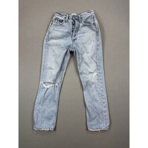 Agolde Riley Jeans‎ Women's Size 23 Blue Denim Distressed Button Fly Made In USA